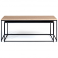 Set van 2 geneste salontafels DENTON 100/113 van zwart metaal en hout in industrieel design.