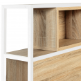 DETROIT hoofdbord 145 cm in industriële stijl van hout en wit metaal