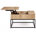 DETROIT vierkante salontafel met verstelbaar blad, industrieel ontwerp