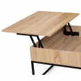 DETROIT vierkante salontafel met verstelbaar blad, industrieel ontwerp