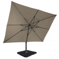 360 CALVI taupe 3x4 M off-set roterende parasol met 4 panelen en hoes