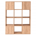 Meuble de rangement cube 12 cases bois façon hêtre et portes
