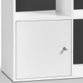 Houten RUDY kubusvormig opbergmeubel met 12 vakken, witte deuren met grijze rug