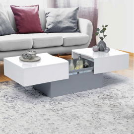 Houten MARTA uitschuifbare salontafel in grijs met wit blad