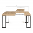 Uitschuifbare TORONTO consoletafel, 140 cm, 6 personen, industrieel design