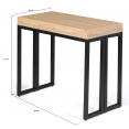 Uitschuifbare TORONTO consoletafel, 140 cm, 6 personen, industrieel design