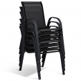 Lot de 6 chaises de jardin LYMA métal et textilène empilables noires