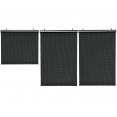 Set van 3 zwarte halfdoorlatende zonneschermen voor pergola's, L 124 x H 225 cm