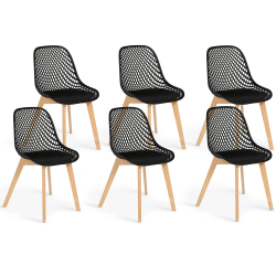 Lot de 6 chaises MANDY noires pour salle à manger