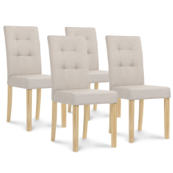 Lot de 4 chaises POLGA capitonnées beiges pour salle à manger