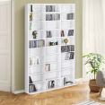 Bibliothèque étagère CD CEYLIA 30 cases avec étagères modulables bois blanc