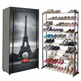 PARIS schoenenrek voor 50 paar schoenen + hoes met print