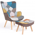 Scandinavische stoffen IVAR fauteuil met voetensteun in veelkleurig patchwork