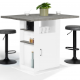 Keukeneiland UGO van 110 cm met opbergruimte, wit en werkblad met betoneffect