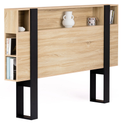 Tête de lit PHOENIX 160 CM avec rangements bois et noir