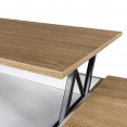 Houten ELEA salontafel in wit en beukenlook met optilbaar blad en opbergruimte