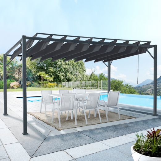 Pergola lames orientables CEFALU 3x4 M gris anthracite