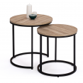 Set van 2 in elkaar passende, ronde DETROIT salontafels 40/45 met industrieel design