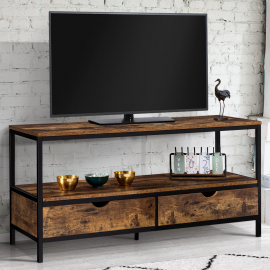 DAYTON tv-meubel in industriële stijl met verweerde houtlook 2 lades