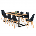 Eettafel DOVER voor 8 personen met zwarte centrale band en industrieel design 180 cm