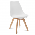 Set INGA uitschuifbare eettafel 120-160 cm en 4 witte SARA stoelen Scandinavisch design