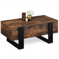 Houten PHOENIX salontafel met opklapbaar blad, verouderde houtlook en zwart