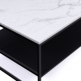 Table basse double plateau ALASKA effet marbre et bois noir pied métal