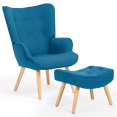 Scandinavische IVAR fauteuil met voetenbankje, eendenblauw