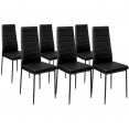 Set GEORGIA eettafel 140 cm imitatie beukenhout en zwart en 6 zwarte ROMANE stoelen