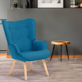 Scandinavische IVAR fauteuil in eendenblauwe stof