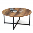 HAWKINS 80 cm ronde salontafel in donker hout, industrieel ontwerp
