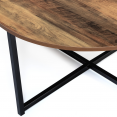 HAWKINS 80 cm ronde salontafel in donker hout, industrieel ontwerp