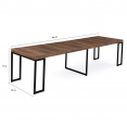 TORONTO uitschuifbare consoletafel, 14 personen, 300 cm, donker hout, industrieel ontwerp