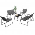 Salon de jardin bas MALAGA 6 places avec canapés, fauteuils et table gris anthracite