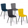 Set van 4 MACHA stoelen in fluweelmix kleur blauw, lichtgrijs, donkergrijs, geel