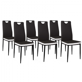 Set van 6 zwart-witte RONA eetkamerstoelen