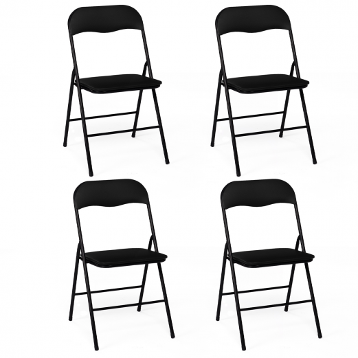 Set van 4 zwarte KITY vouwstoelen in PU