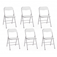 Set van 180 cm inklapbare bijzettafel en 6 witte KITY-stoelen in PU