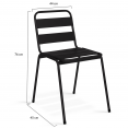Salon de jardin SOHO table 180 cm acier + acacia et 6 chaises empilables noires