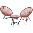 Tuinmeubelset IZMIR tafel en 2 fauteuils oeuf cordage terracotta