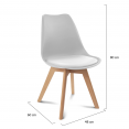 Set van 6 SARA Scandinavische stoelen mix pastelkleuren geel, wit, lichtgrijs x2, mintgroen x2