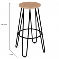 Lot de 2 tabourets de bar DUBLIN assise ronde design industriel