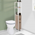 Meuble WC 3 portes DETROIT design industriel avec étagères métal blanc