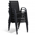 Salon de jardin POLY extensible table 135/270 cm et 12 chaises bois et noir