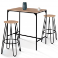 Lot de 2 tabourets de bar DUBLIN assise ronde design industriel