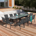 Tuinmeubelset MADRID uitschuifbare tafel 135-270 cm en 12 stapelstoelen antracietgrijs