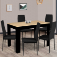 ROZY 4-persoons eettafel, zwart, beukenlook blad 110 cm