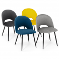 Set van 4 MADO stoelen in fluweelmix kleur blauw, lichtgrijs, donkergrijs, geel