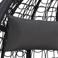 Grijze opengewerkte eivormige fauteuil met grijs kussen