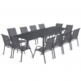 Tuinmeubelset POLY uitschuifbare tafel 135-270 CM en 12 stoelen donkergrijs